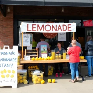 Lemonade stand promoting Waldo's Chicken & Beer charity fundraiser for LLS