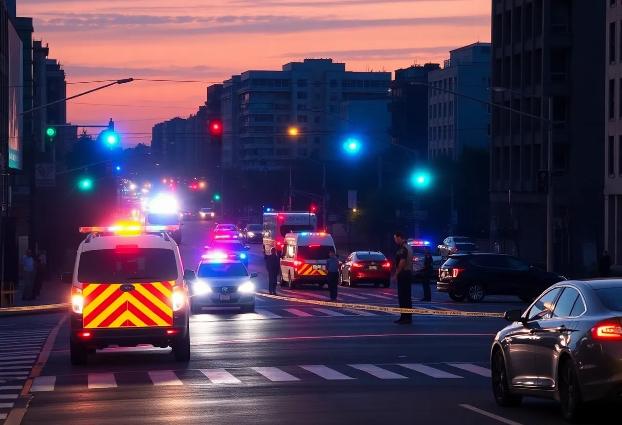 Scene of an accident investigation in Bellevue, Nashville with police and emergency vehicles