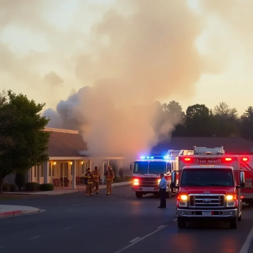 Firefighters responding to a motel fire in Antioch