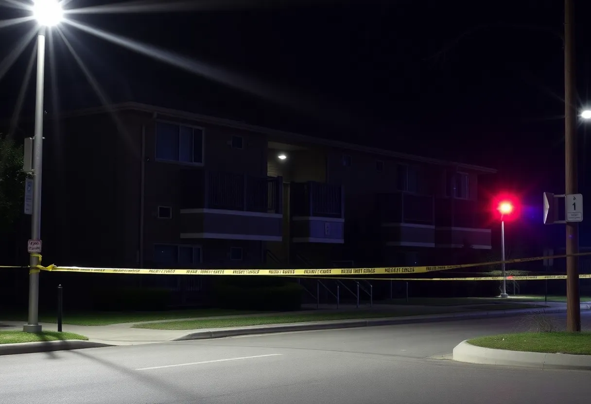 Police activity at Forest Park Apartments after a shooting incident.