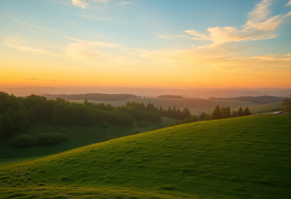 A peaceful landscape representing mental health awareness and healing
