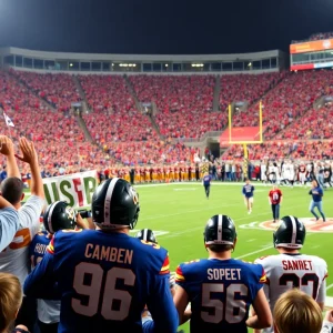 Missouri Tigers playing against Vanderbilt Commodores in a football game