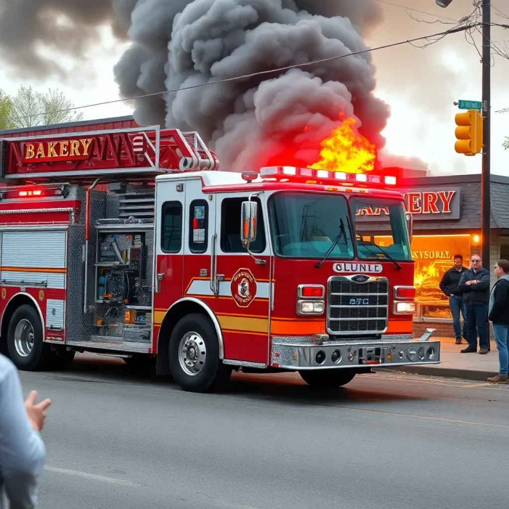Firefighters responding to a fire at a bakery in Antioch, Nashville.