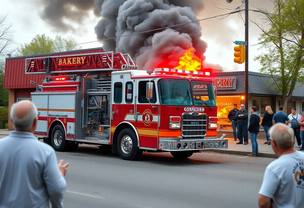 Firefighters responding to a fire at a bakery in Antioch, Nashville.