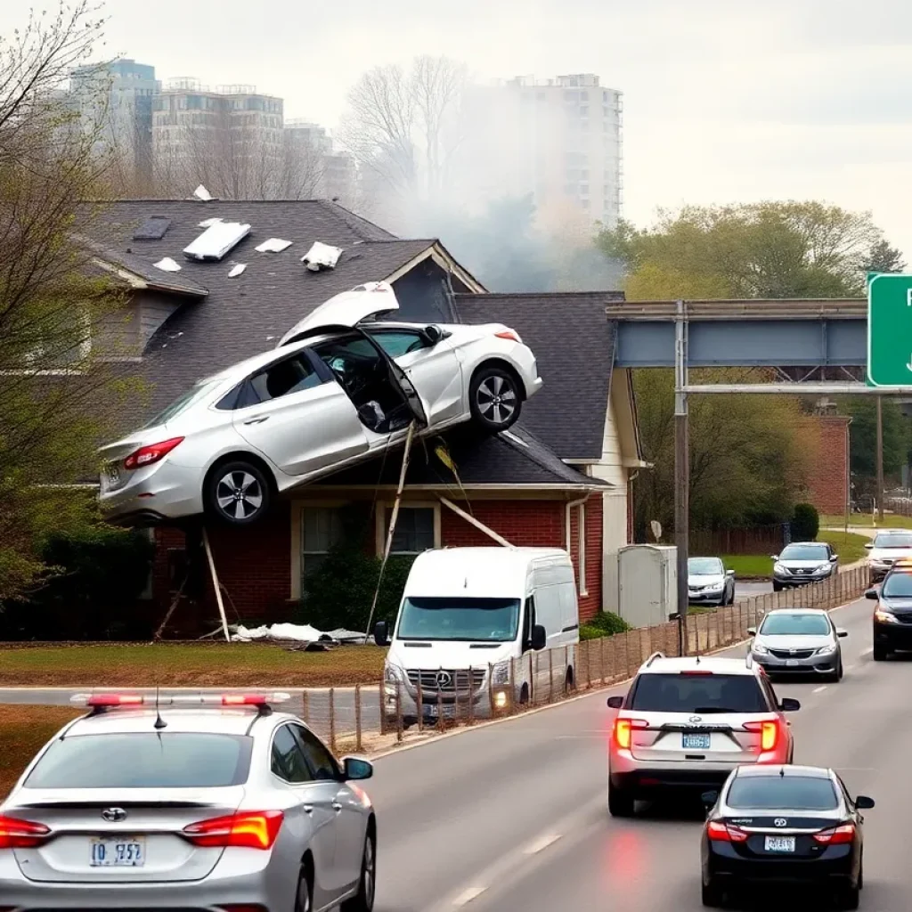 Car crashed into the roof of a home in Nashville.