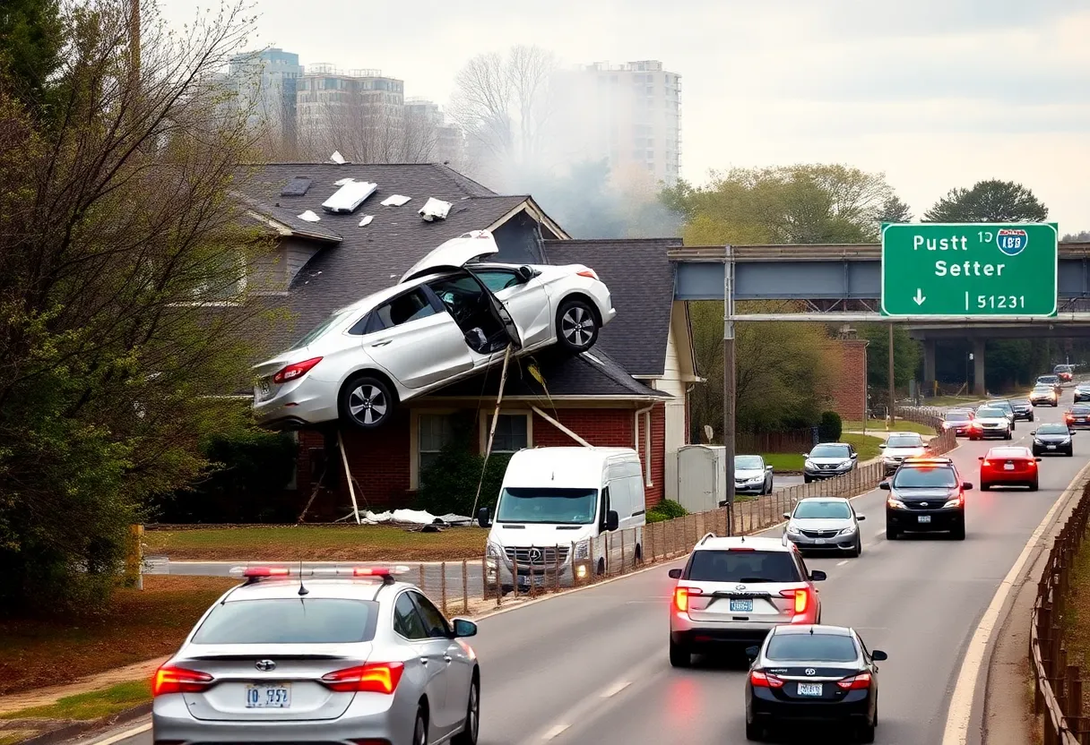 Car crashed into the roof of a home in Nashville.