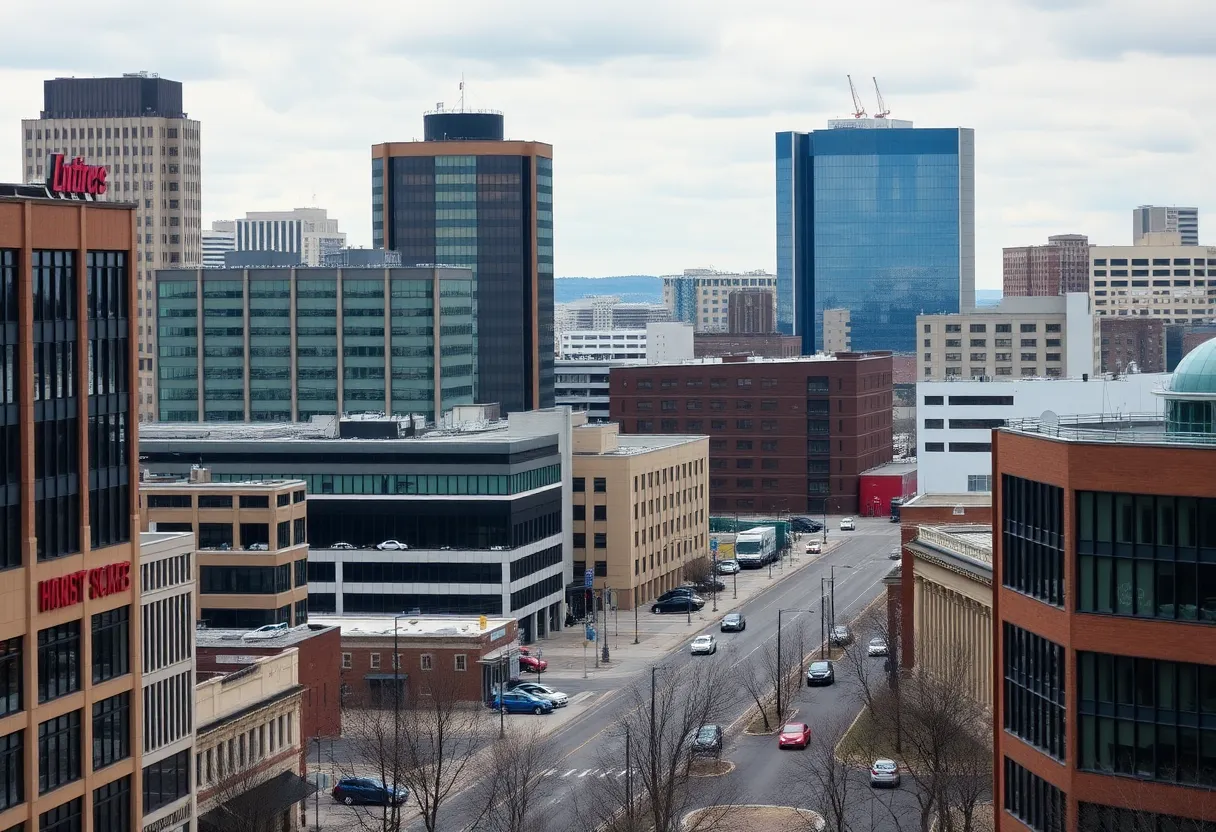 Nashville cityscape depicting local businesses facing property tax concerns.