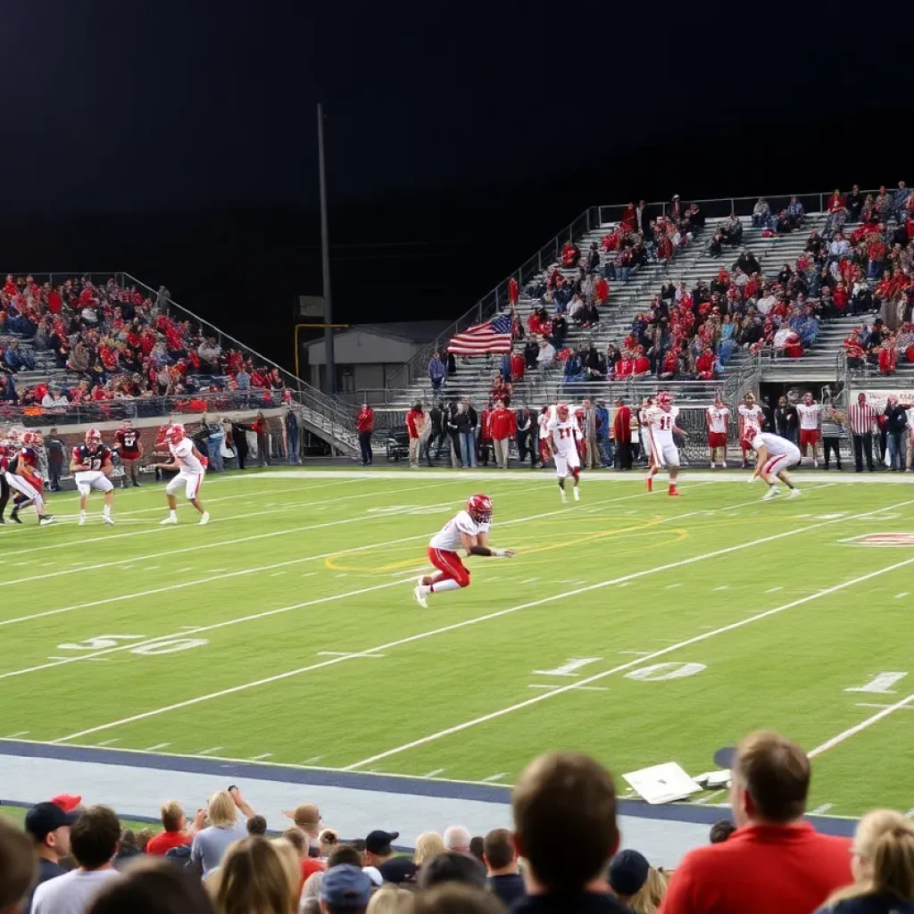 Football players in action during a high school game in Nashville