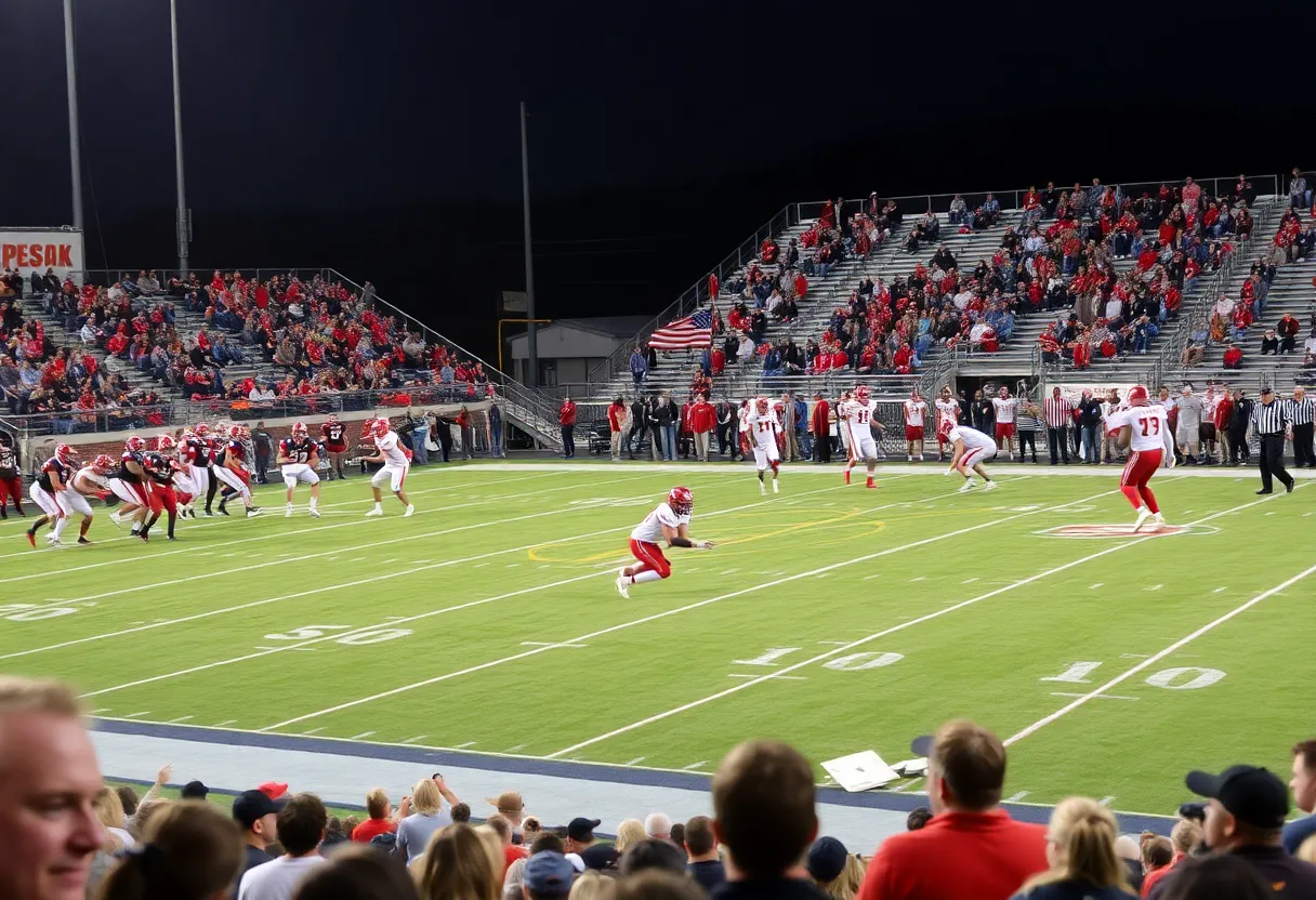 Football players in action during a high school game in Nashville