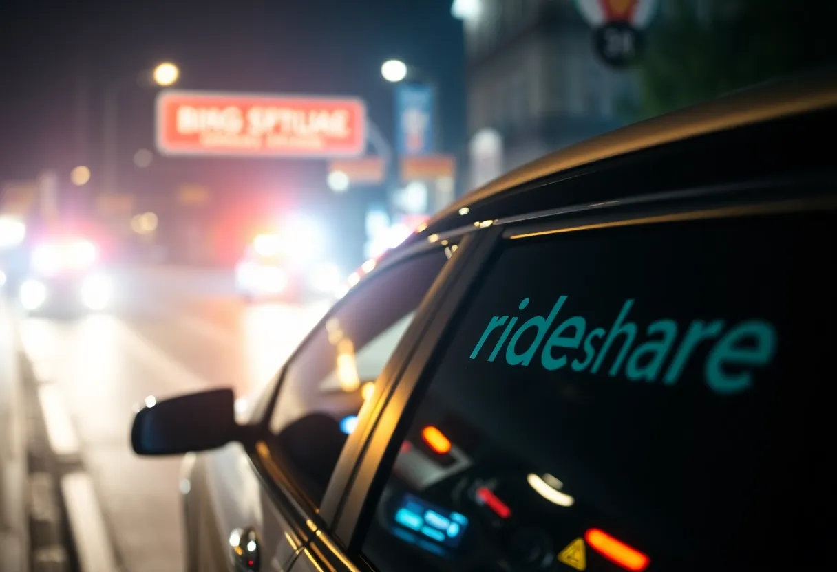 Scene of an alleged rideshare robbery with police presence