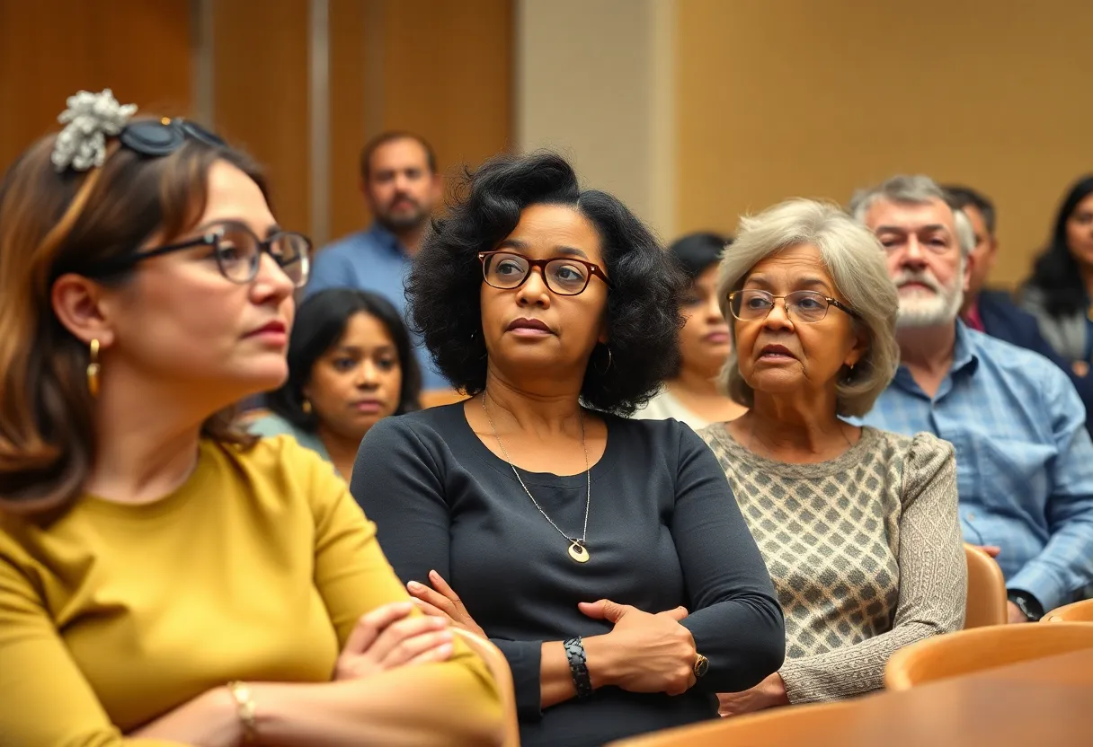 Parents advocating for charter schools at a school board meeting