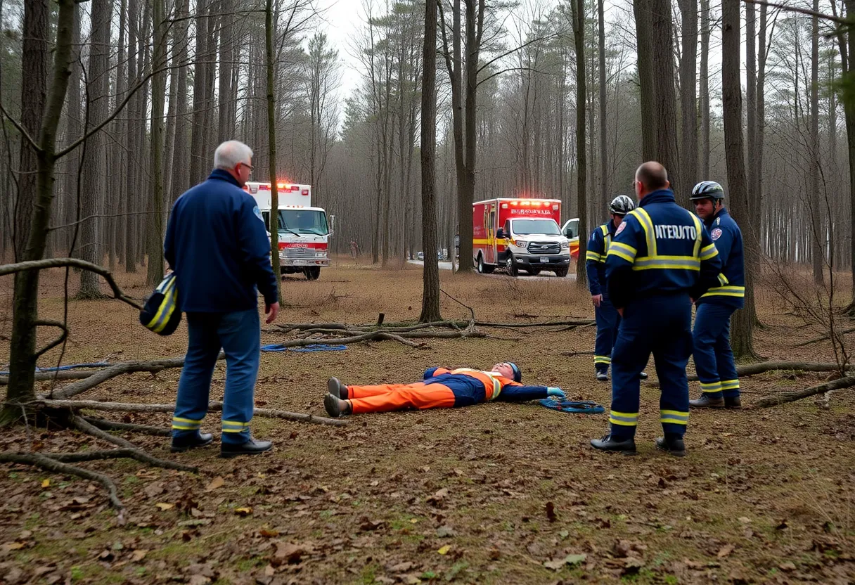 Emergency services responding to a skydiving accident in Nashville.
