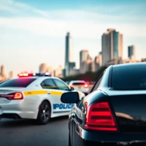 Police car responding to a vehicle theft incident in Nashville