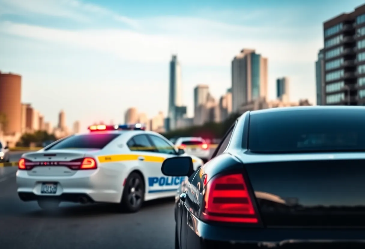 Police car responding to a vehicle theft incident in Nashville