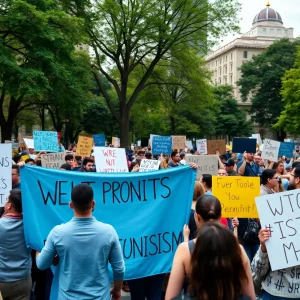 Crowd of protesters in Tennessee during No Kings protests