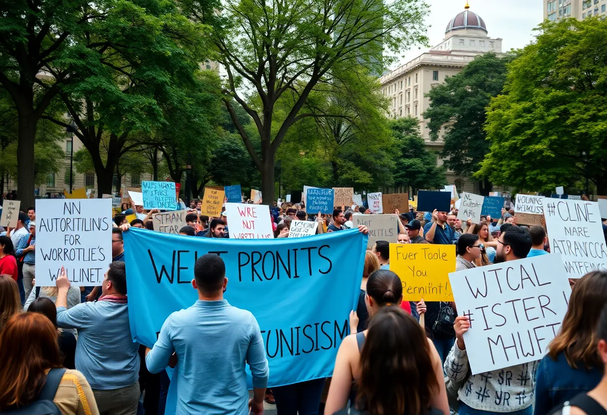 Crowd of protesters in Tennessee during No Kings protests