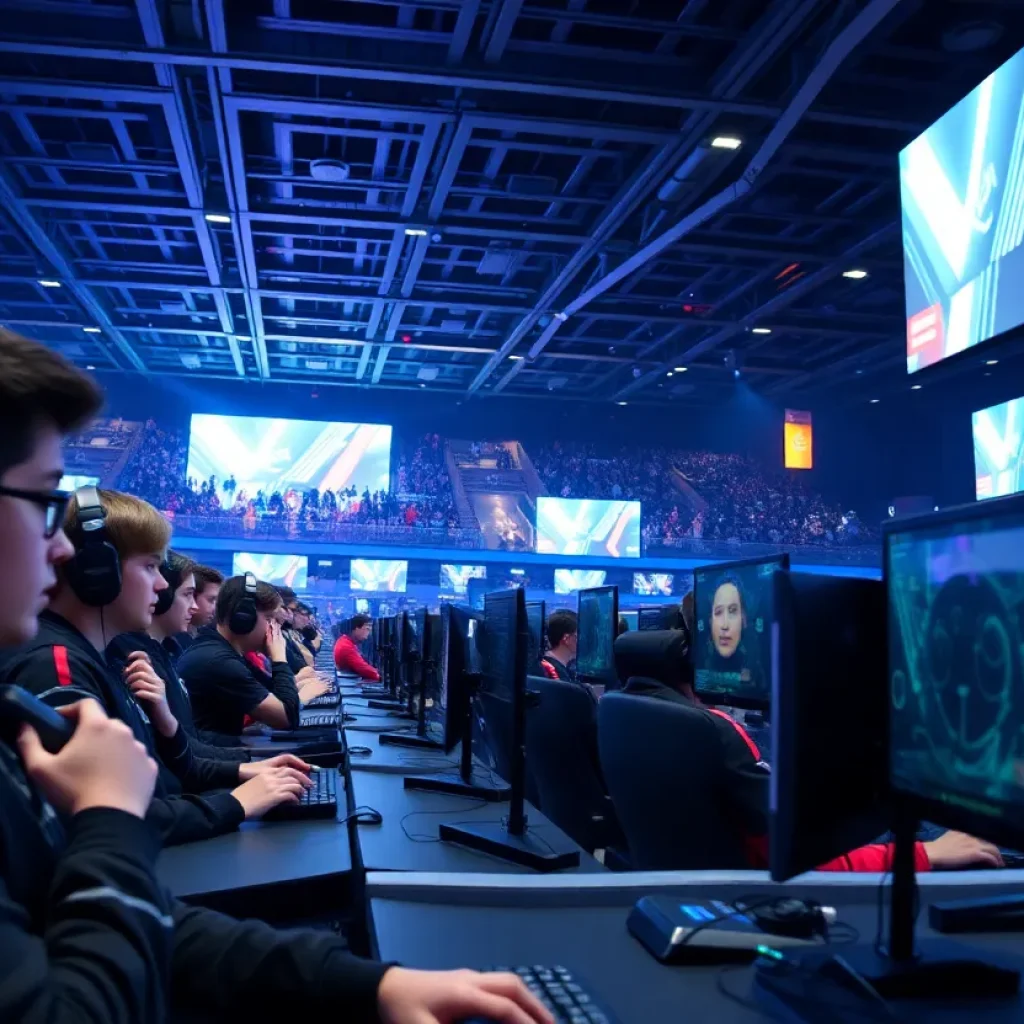 Students participating in the e-sports arena at Pearl-Cohn High School