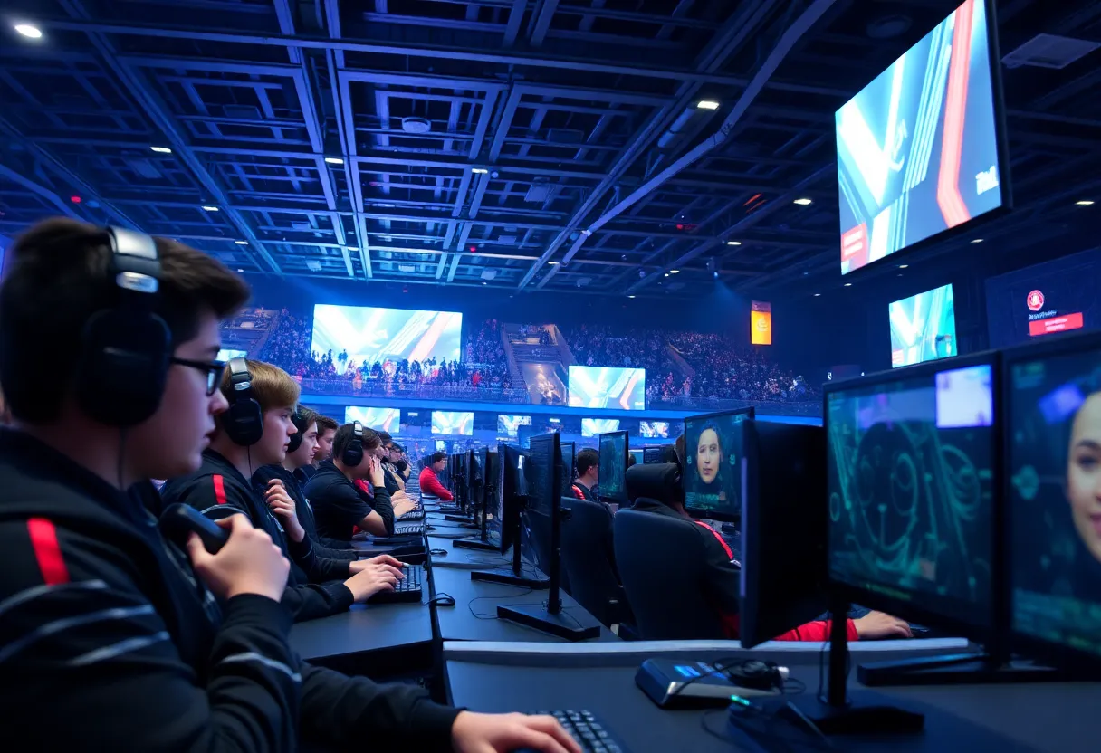 Students participating in the e-sports arena at Pearl-Cohn High School