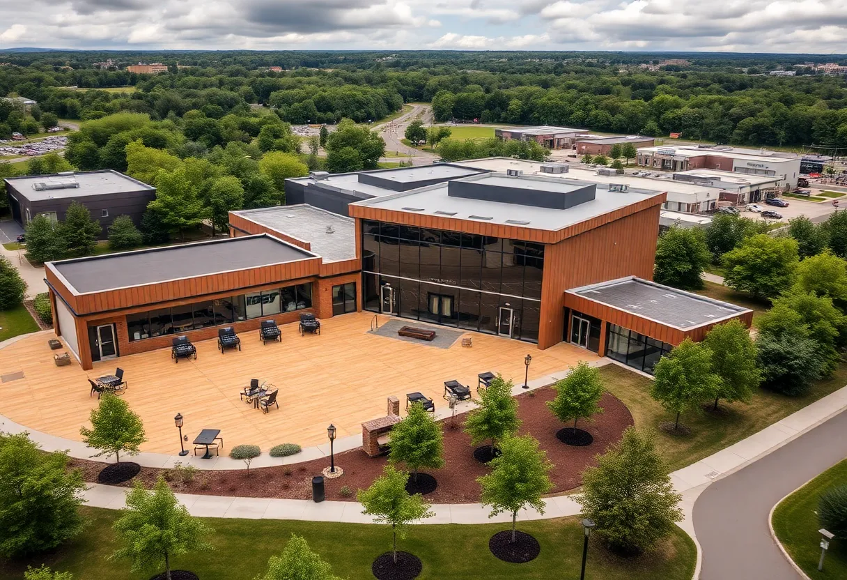 Rendering of Rock Nashville live music rehearsal campus with rehearsal spaces and production studios