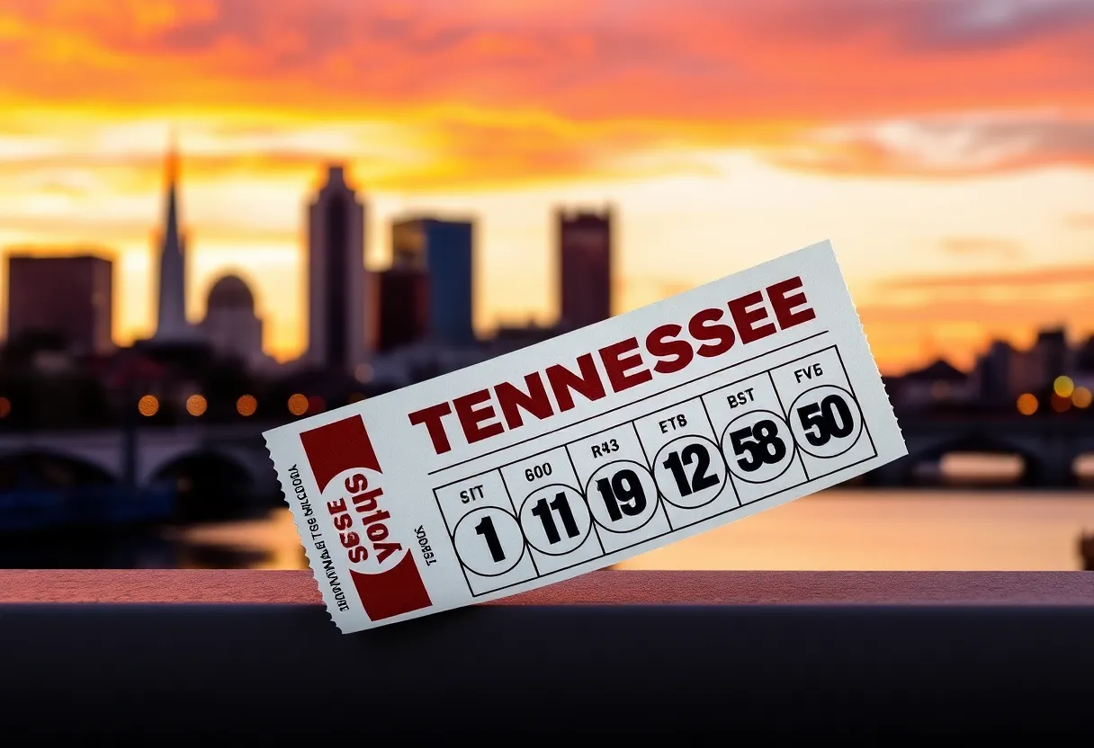 Winning numbers on a Tennessee Lottery ticket