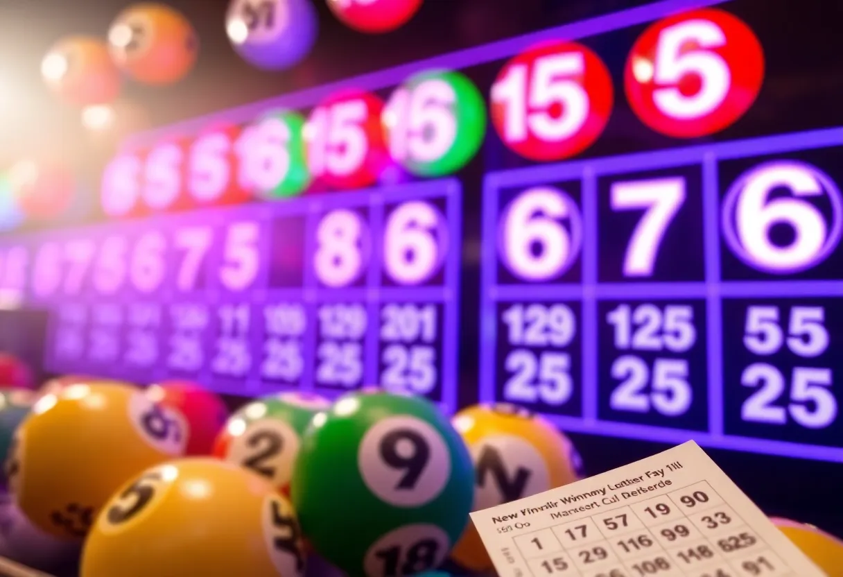 Representation of Tennessee Lottery winning numbers with lottery balls and a ticket