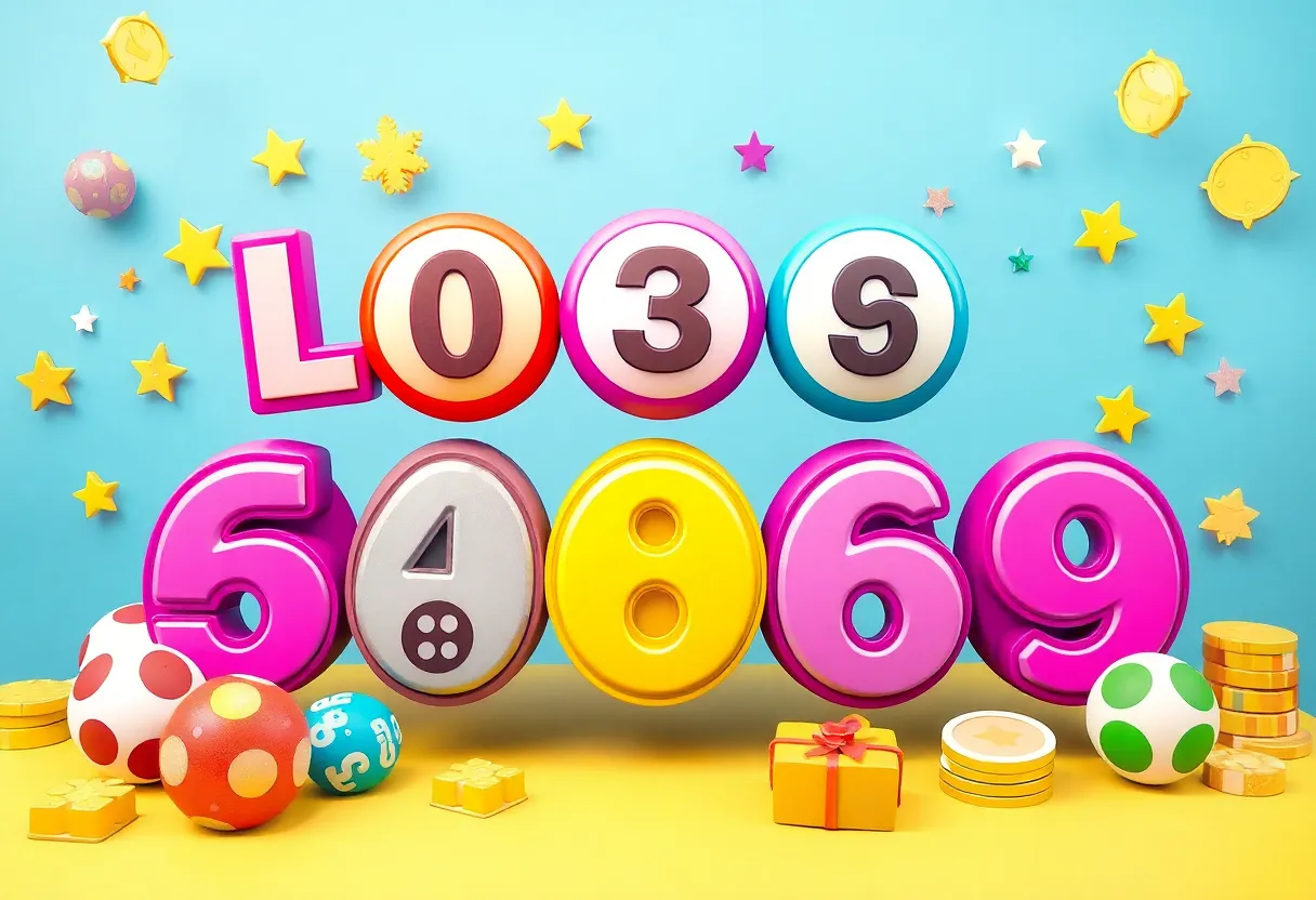 Colorful display of lottery winning numbers and symbols representing luck.