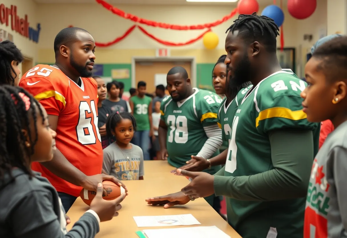 Tennessee Titans players engaging with local youth during community events.