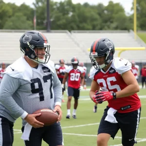 Tennessee Titans players during practice at Ascension Saint Thomas Sports Park