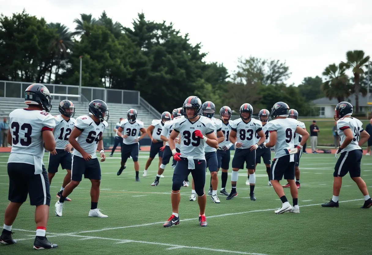 Tennessee Titans players practicing at Ascension Saint Thomas Sports Park