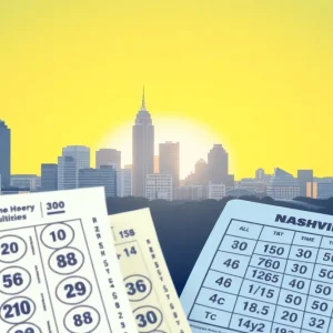 Illustration of lottery elements with Tennessee skyline