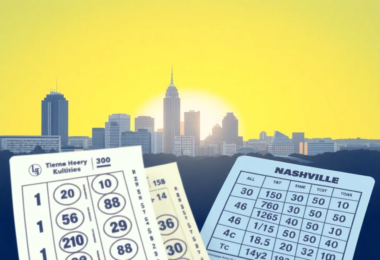 Illustration of lottery elements with Tennessee skyline