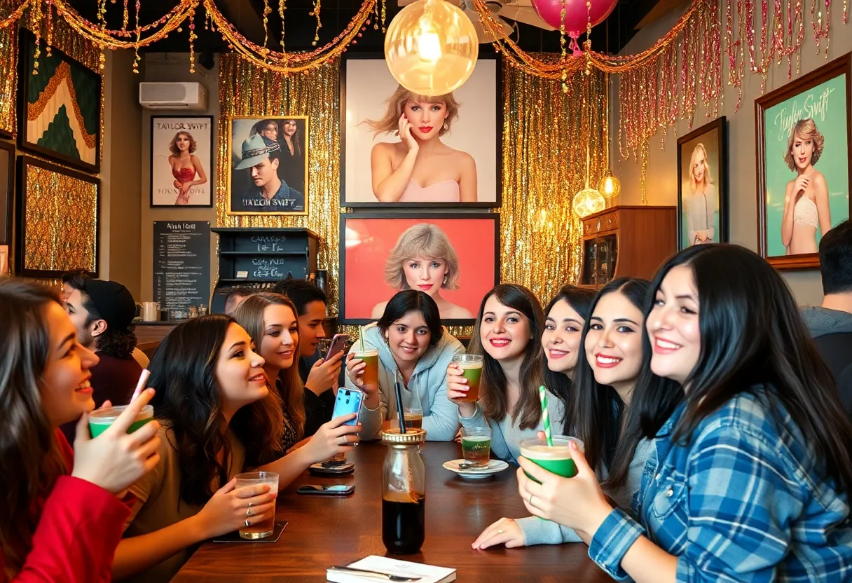 Decorated Starbucks coffeehouse for Taylor Swift album release