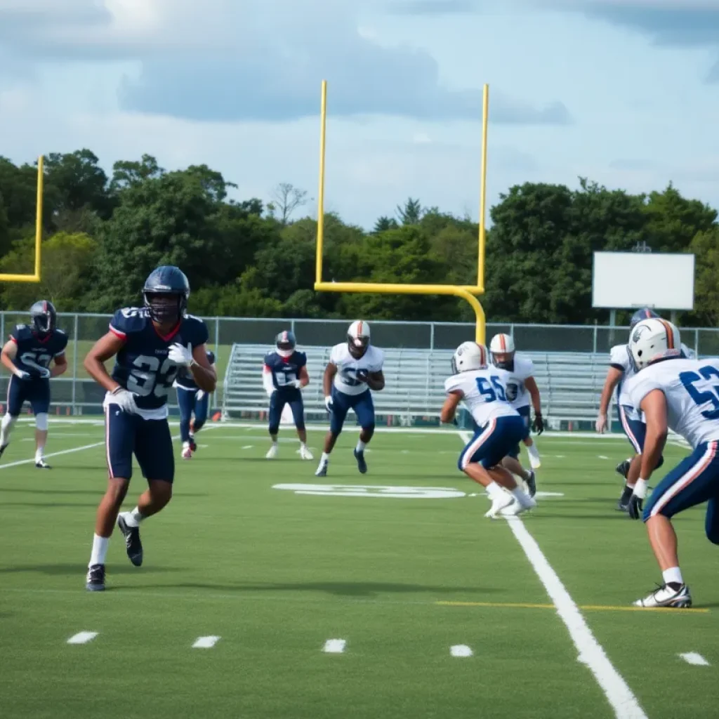 Tennessee Titans players practicing on the field