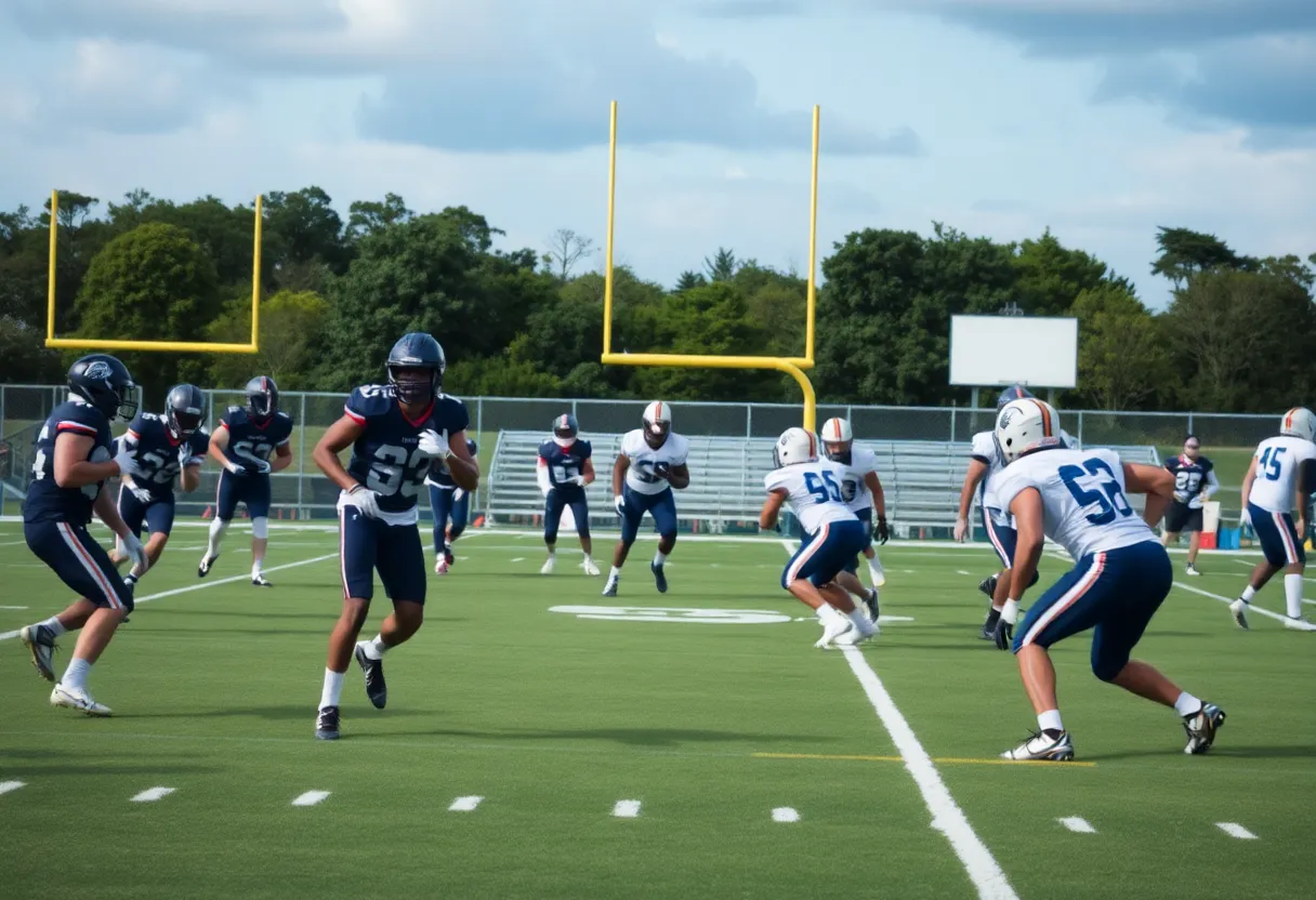 Tennessee Titans players practicing on the field