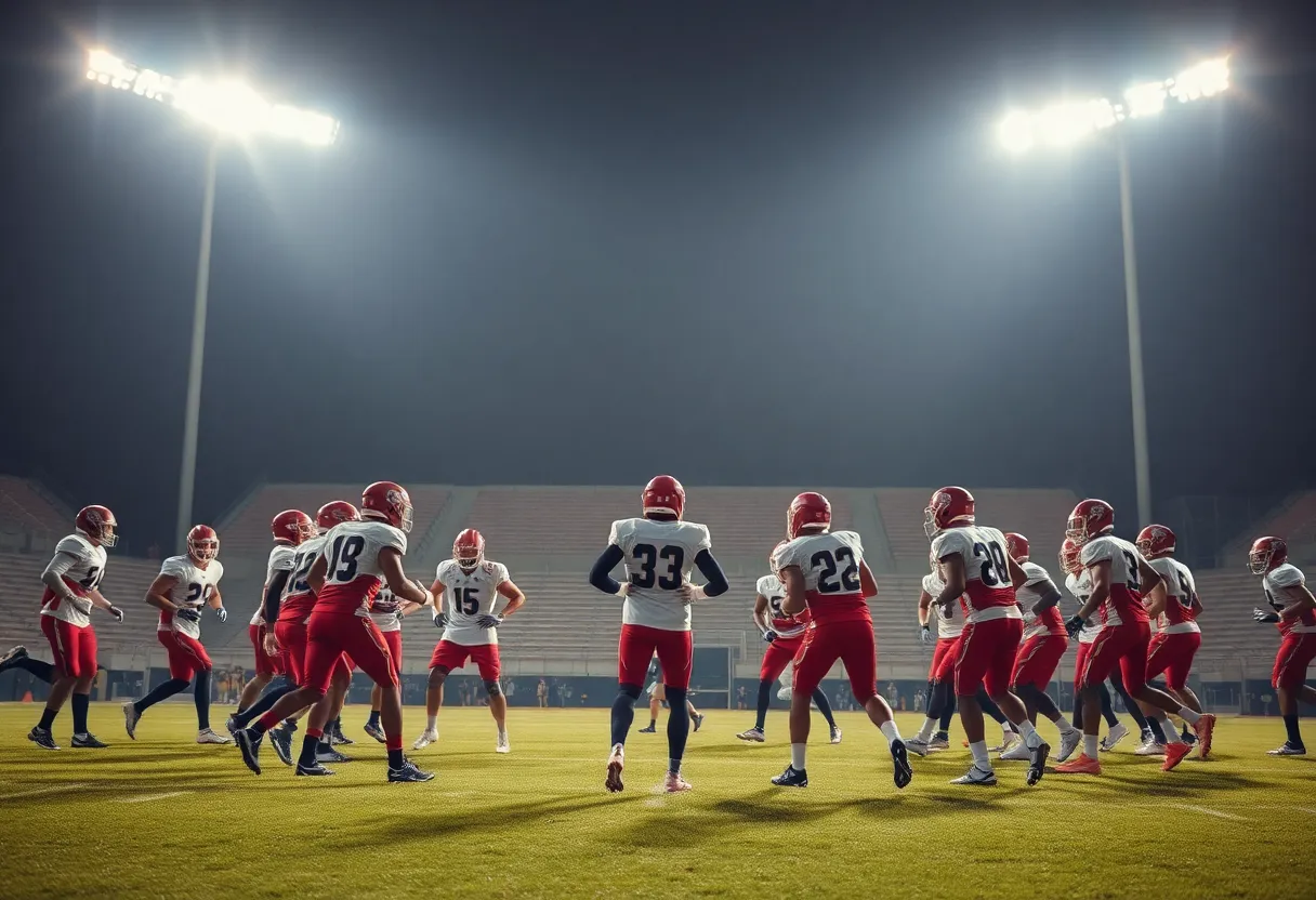 Tennessee Titans players practicing at Ascension Saint Thomas Sports Park