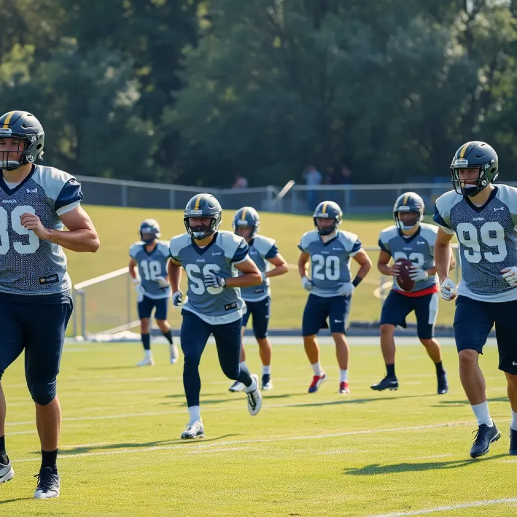 Tennessee Titans players practicing on the field