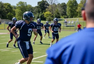 Tennessee Titans players practicing at Ascension Saint Thomas Sports Park