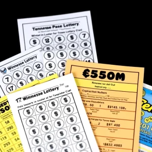 Tennessee Lottery tickets with winning numbers and cash prizes displayed