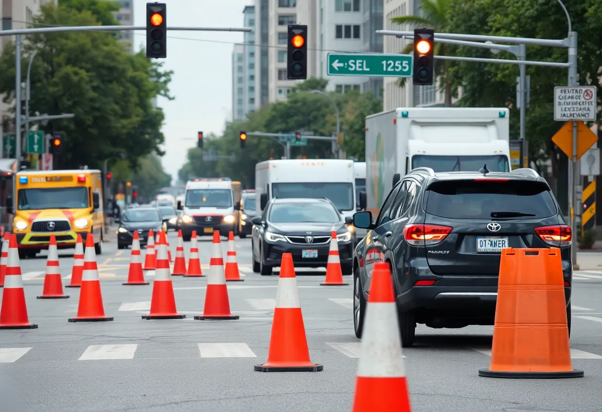 Emergency response at a traffic accident scene in Nashville