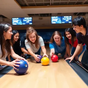 Vanderbilt collegiate bowling team competing in a match