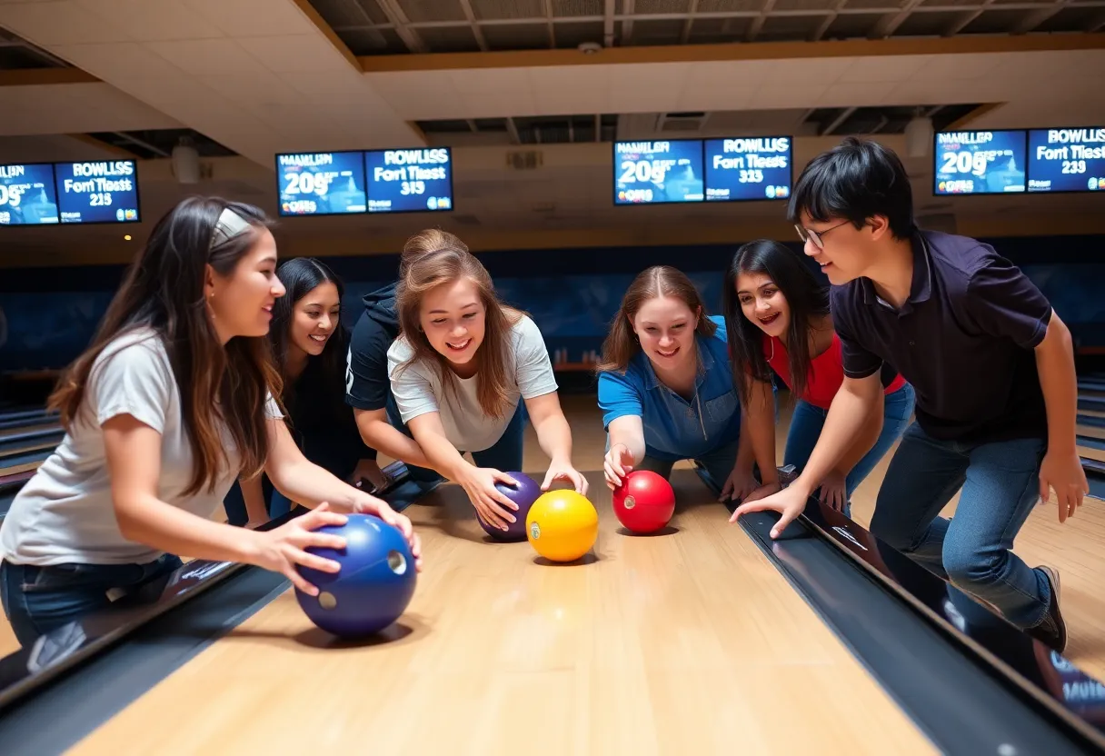 Vanderbilt collegiate bowling team competing in a match