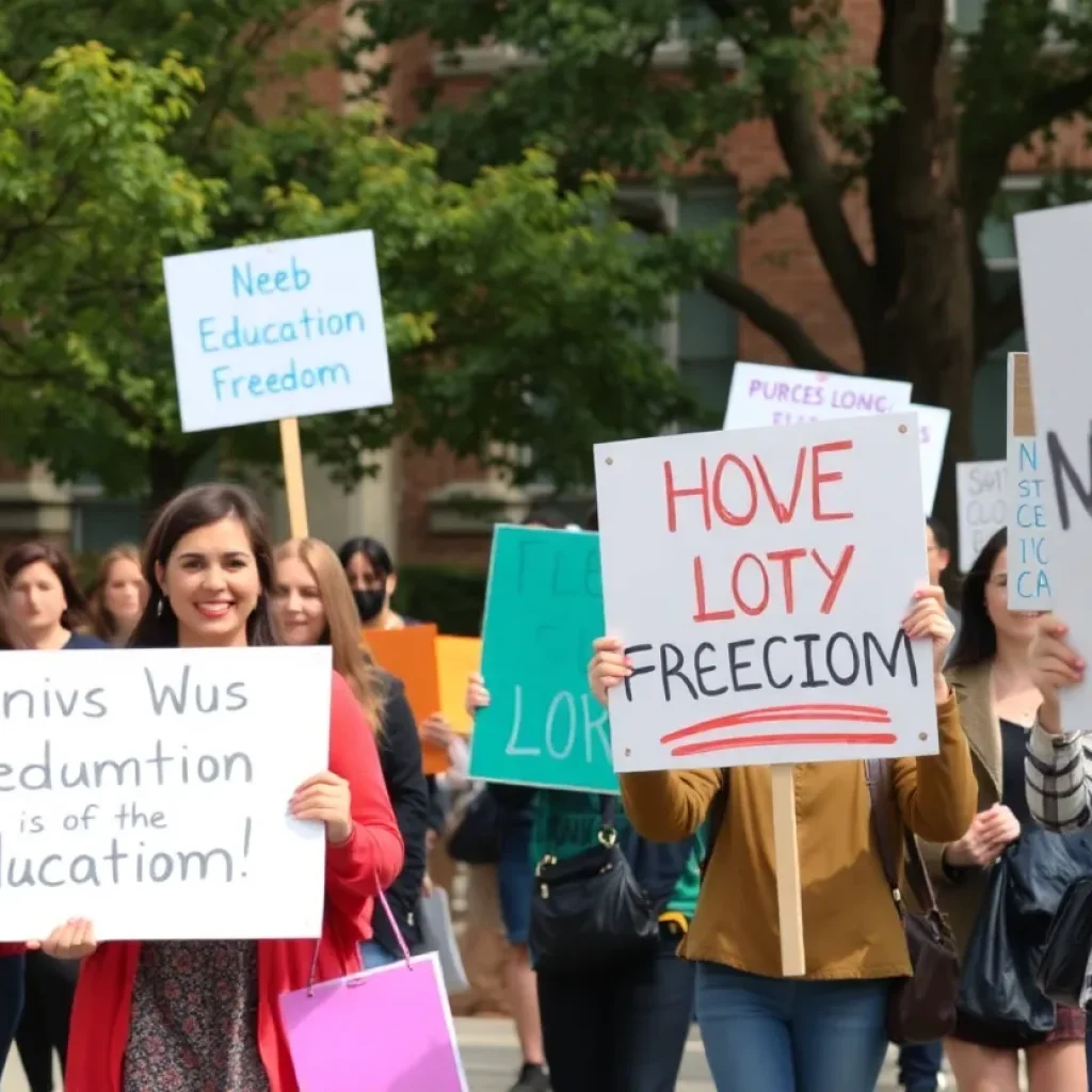 Students and faculty protesting on Vanderbilt University's campus