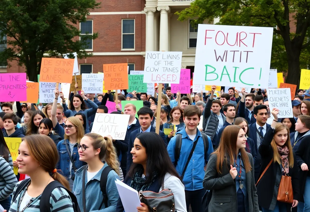 Students and faculty protesting at Vanderbilt University against academic compact