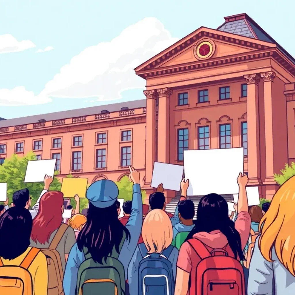 Students protesting at Vanderbilt University campus