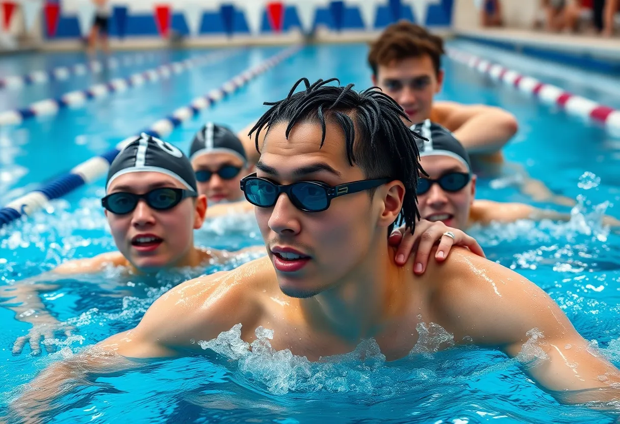 Vanderbilt women's swimming team practicing at the pool