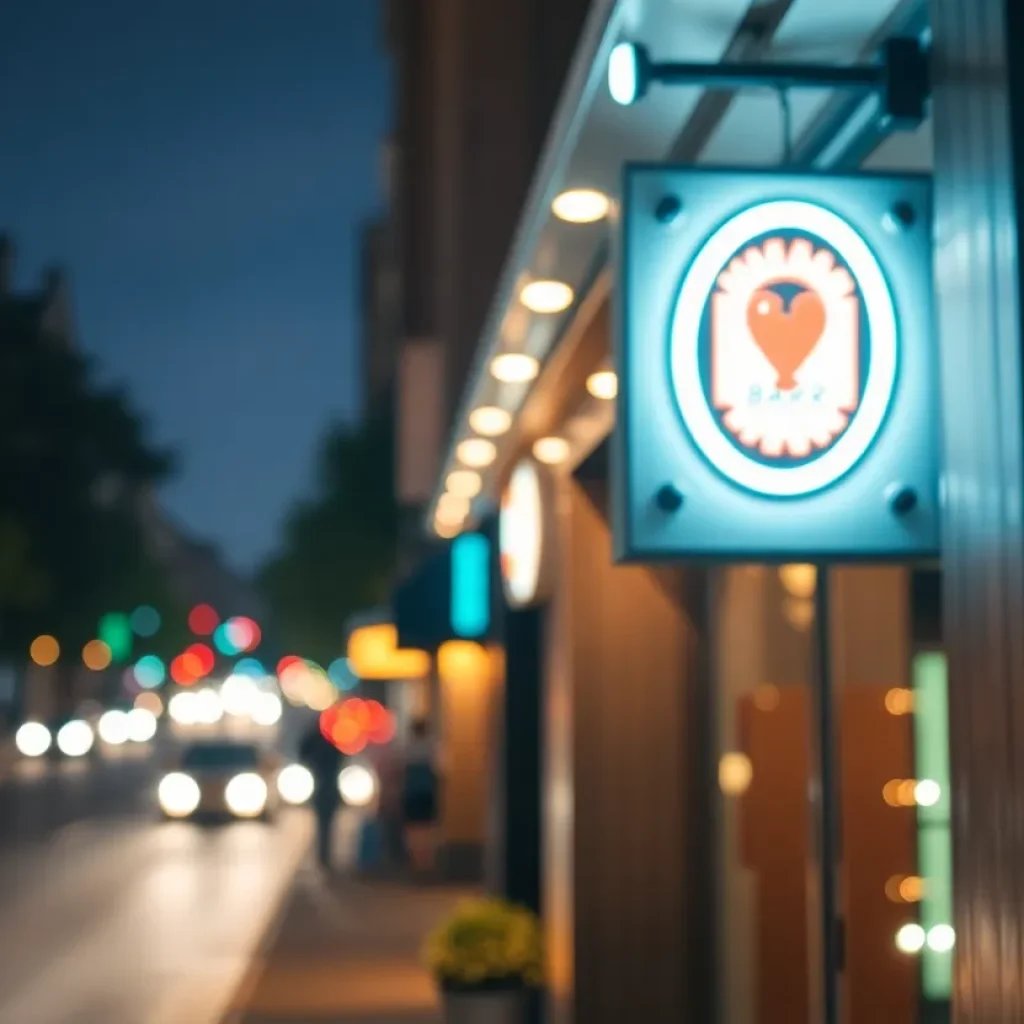 Nighttime street view of a bar in Nashville