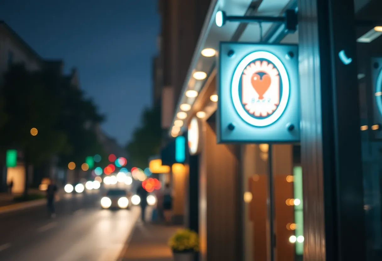 Nighttime street view of a bar in Nashville