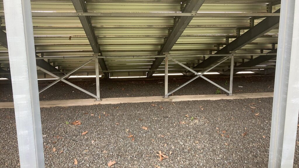 Empty metal bleachers