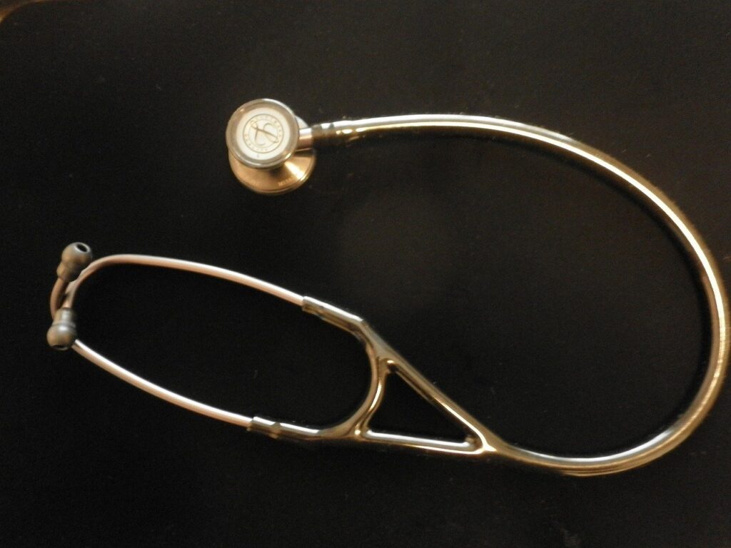 Stethoscope on a dark table