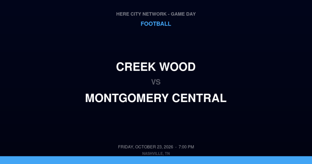 Creek Wood vs. Montgomery Central — Football Game Day — Cunningham, TN — Oct 23, 2026